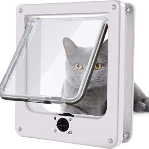 Binnenkattenluik met draaisluiting, magnetische sluiting, weerbestendig, groot kattenluik voor katten en hondjes