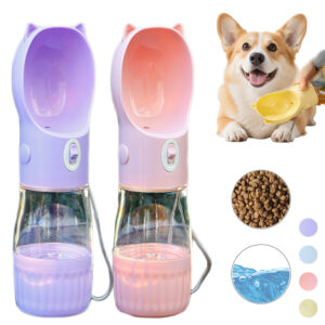 2-in-1 Draagbare Drinkfles voor Honden en Katten – Waterfles met Voerbak